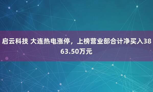 启云科技 大连热电涨停，上榜营业部合计净买入3863.50万元