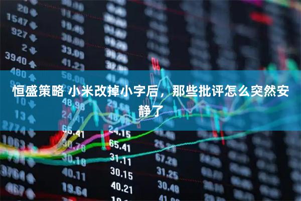 恒盛策略 小米改掉小字后,那些批评怎么突然安静了